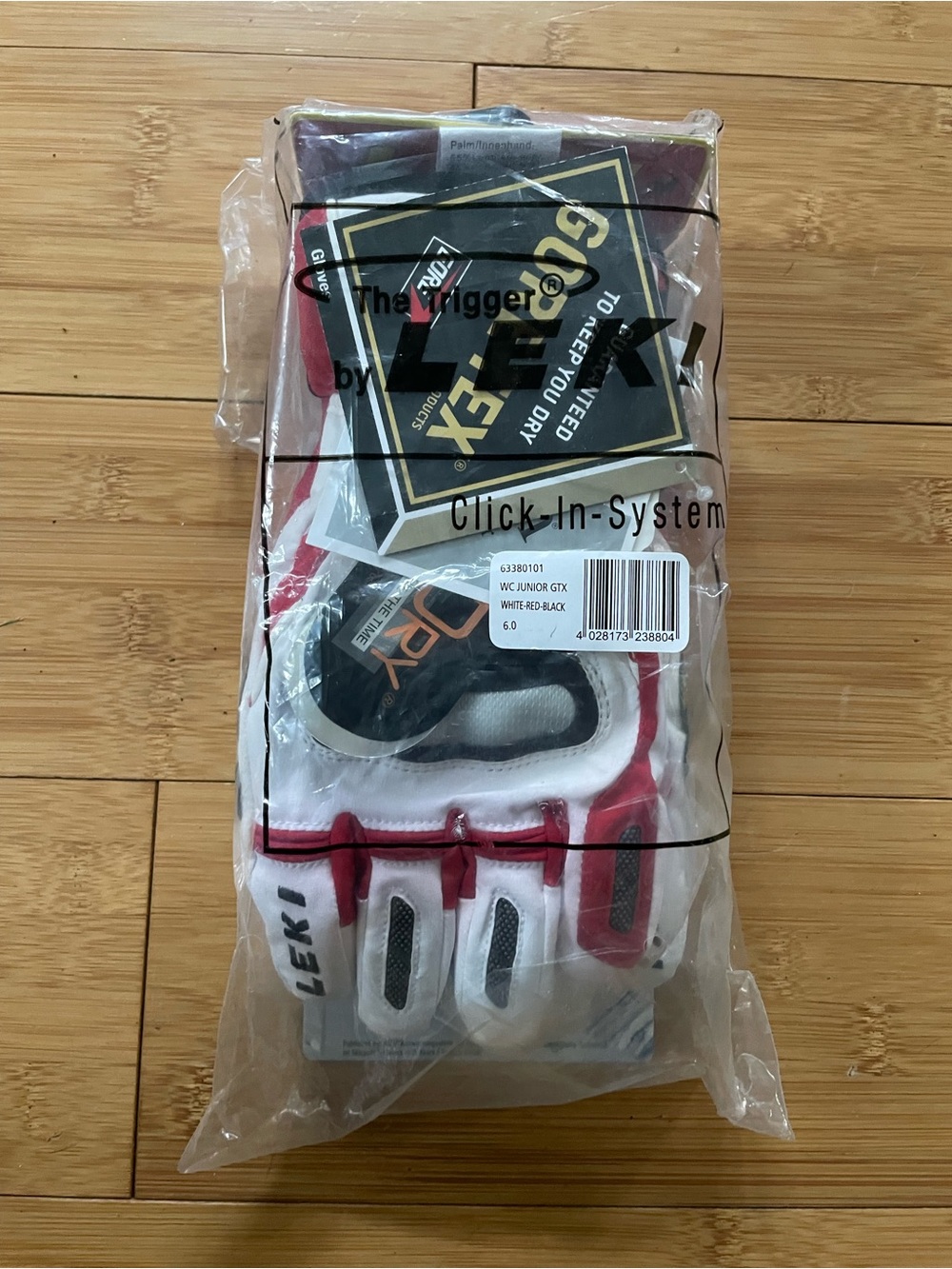 White & Red Kids World Cup Racing Ski Gloves Leki